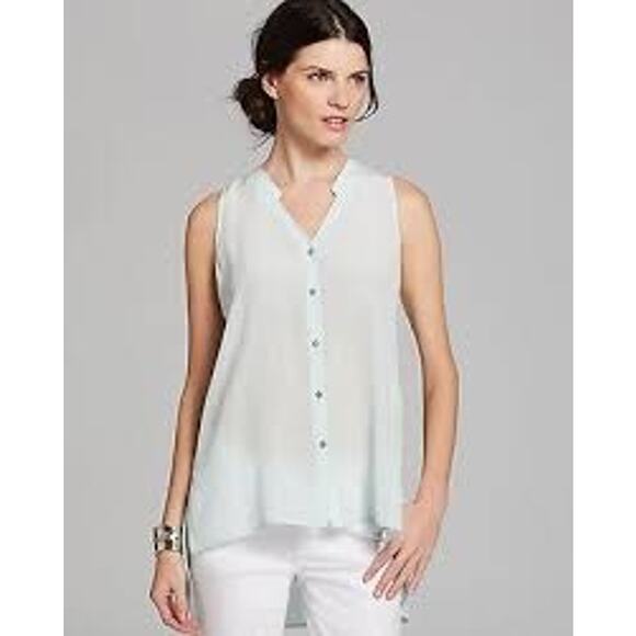 Eileen Fisher Tops - Eileen Fisher | XL | 100% Silk Sheer Mint Green Sleeveless Button-Up Blouse Top